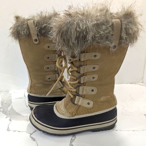 Sorel Women Joan Arctic waterproof snow winter suede leather Boot faux fur Sz  7 - Picture 2 of 12